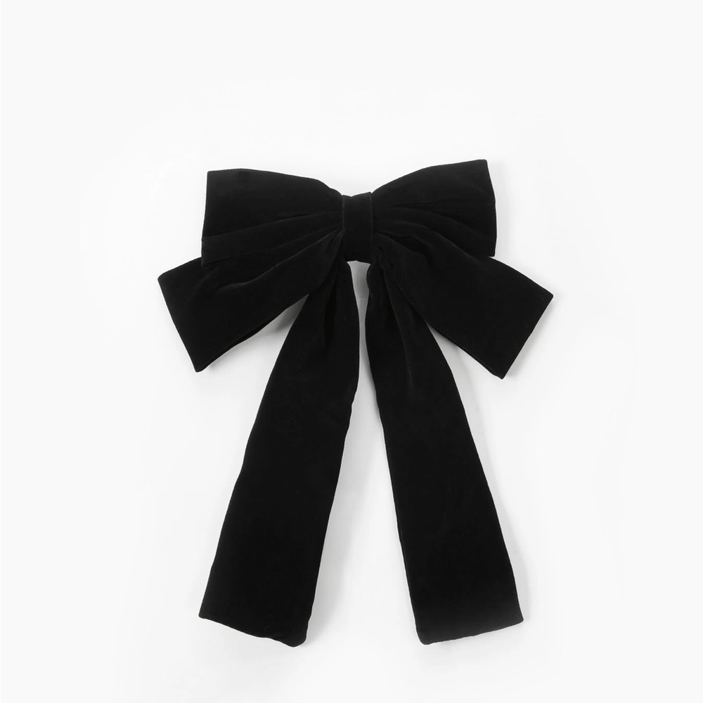 Black velvet hair bow with clip
